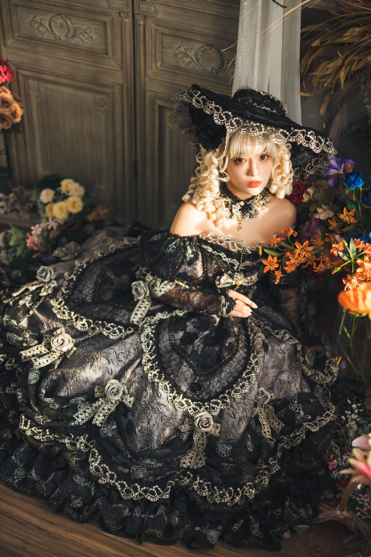 【受注予約9/16まで】With Bell プリンセスドレス ショート丈・ブラック