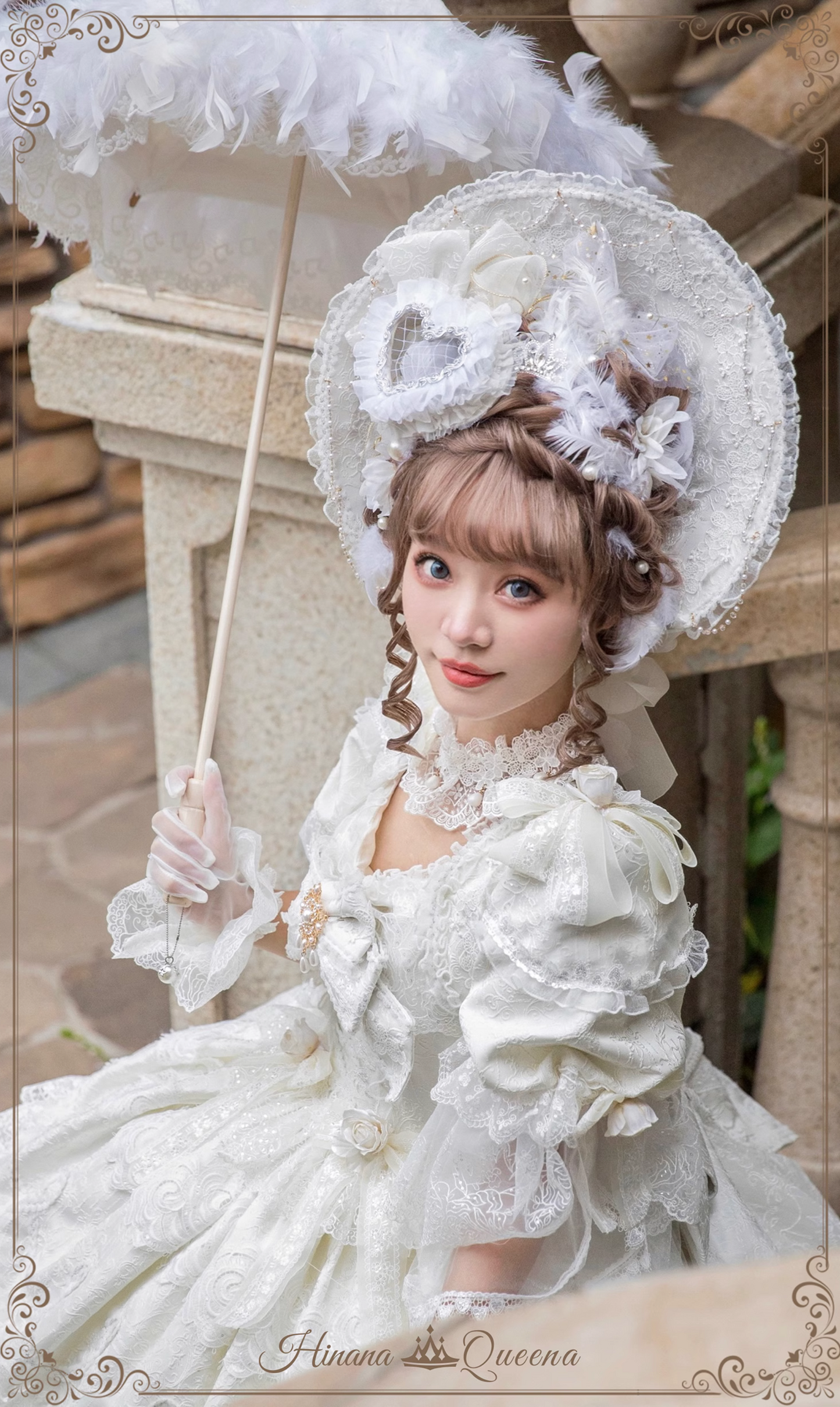 White Rose 3-tiered ruffle princess sleeve dress (single item/full set)