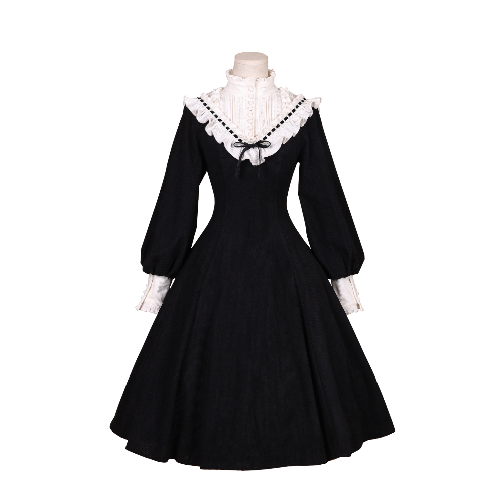 Winter Birch スタンドカラーコーデュロイワンピース