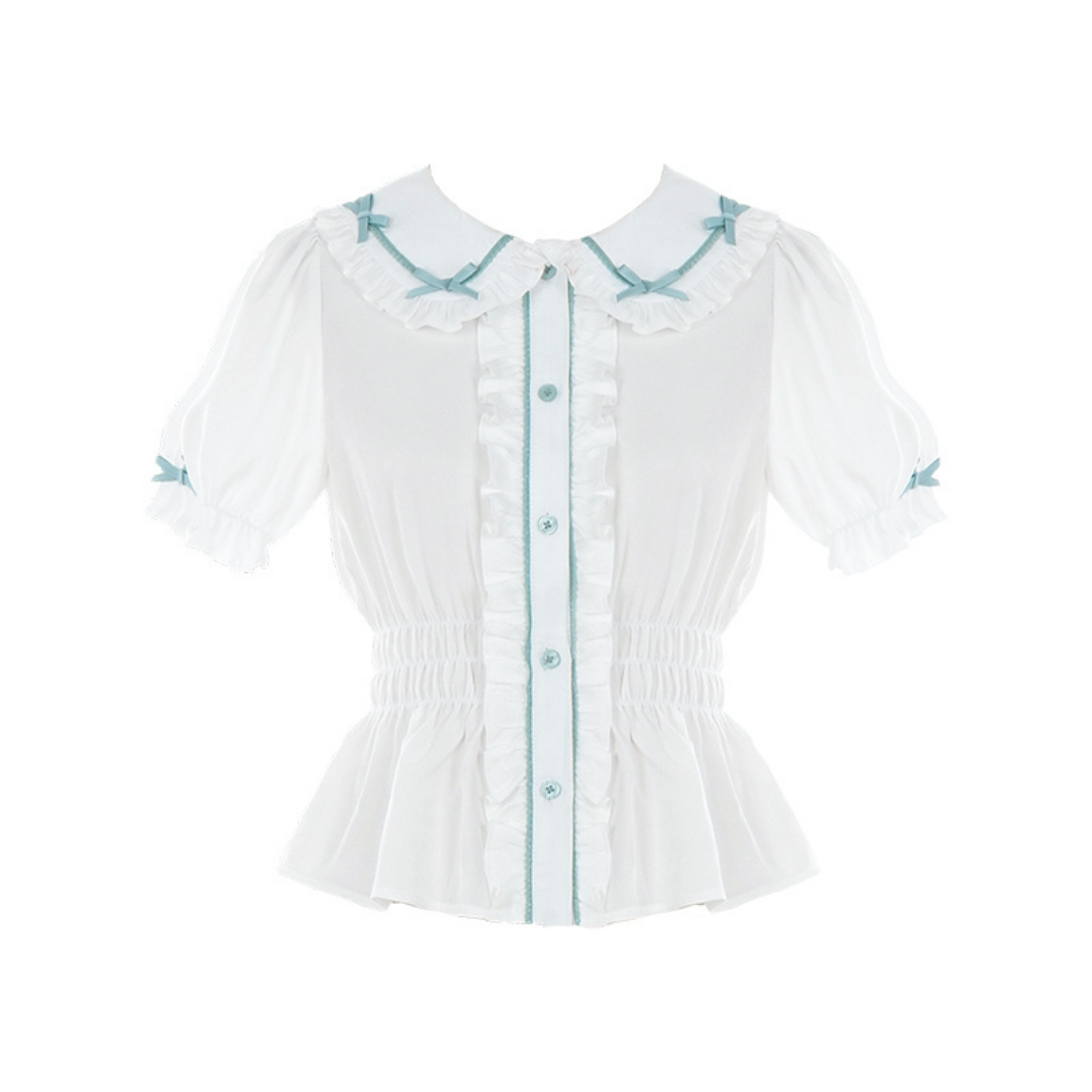 Koguma-chan's Dollhouse Color Ribbon Short Sleeve Blouse