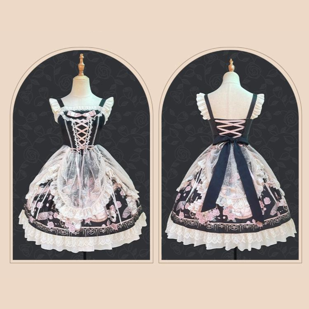 【予約販売】プロローグ 薔薇とフリルのジャンパースカート