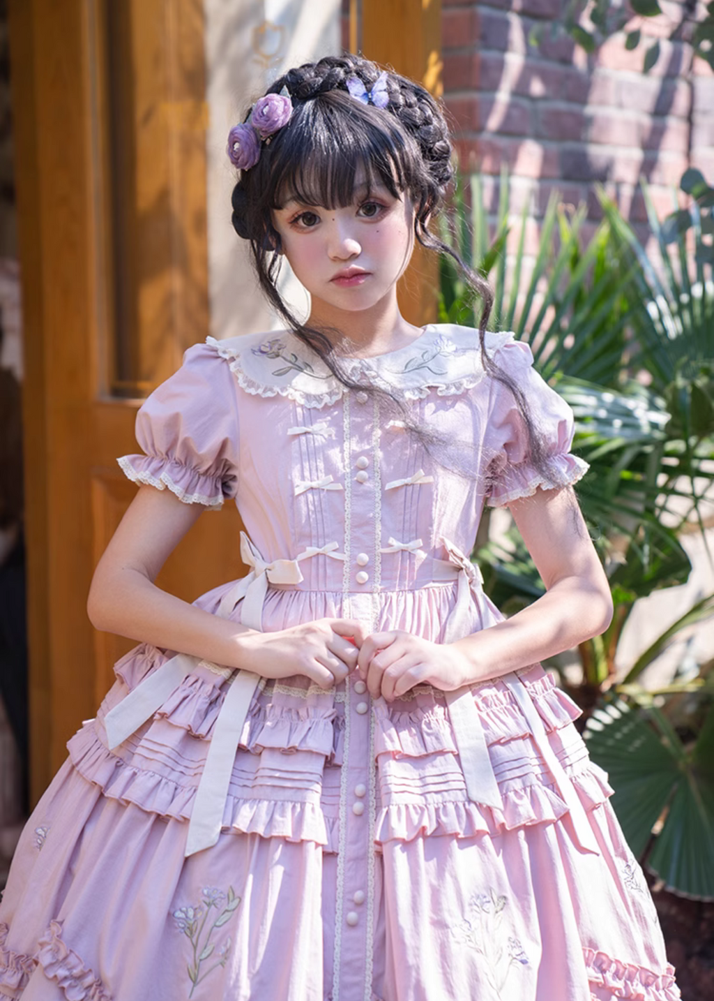 Love Message Iris Flower Embroidery Dress