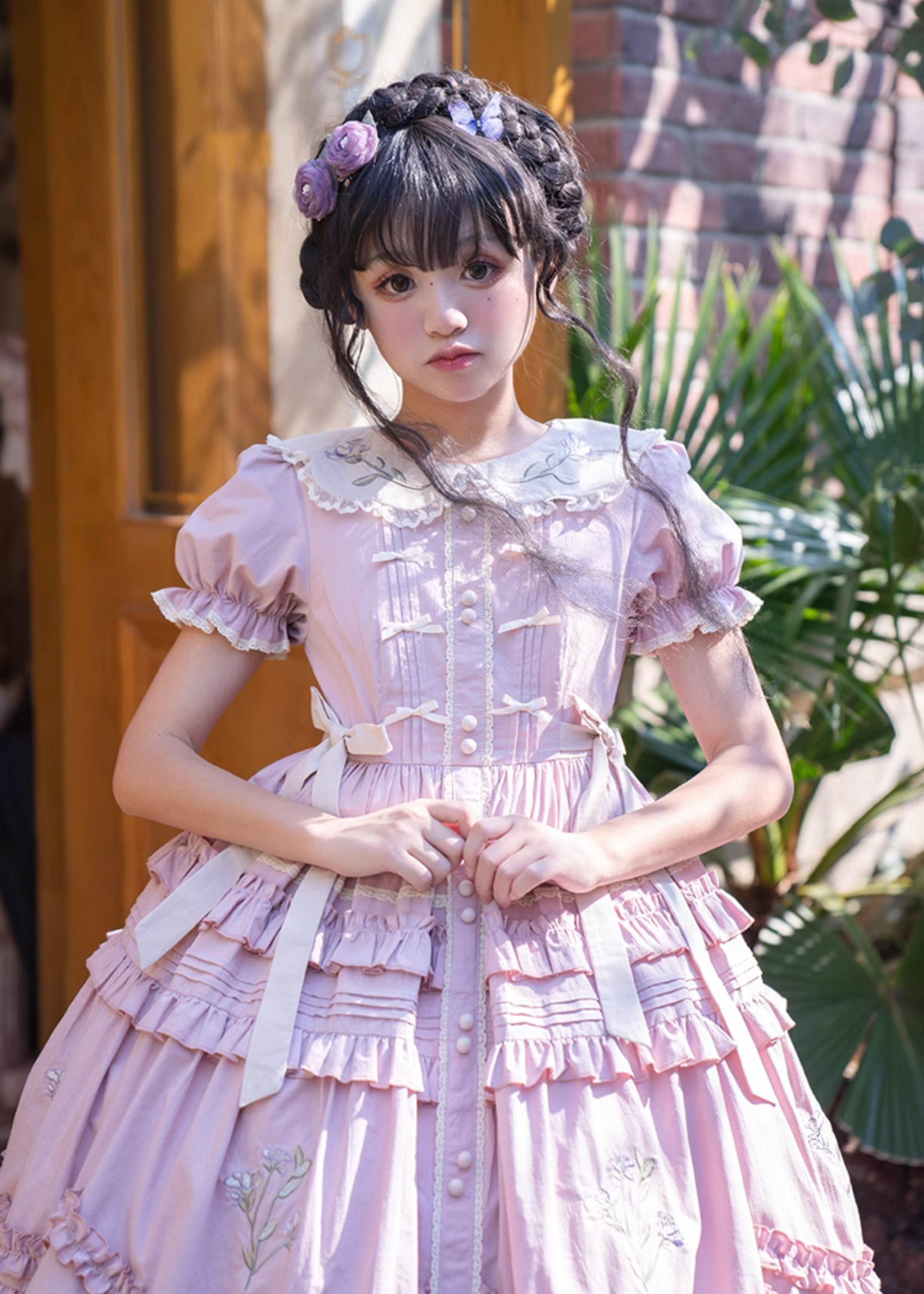Love Message Iris Flower Embroidery Dress