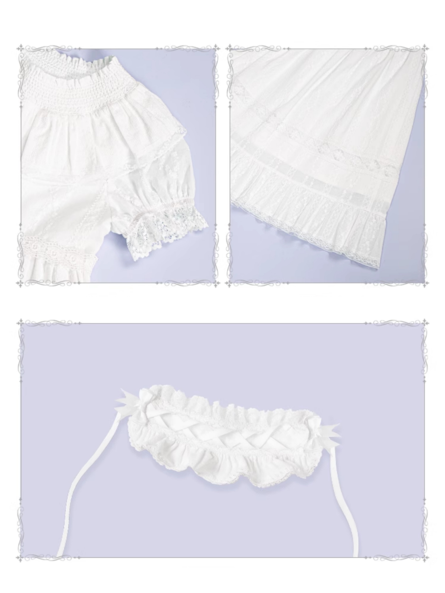 花刺繍入りコットンレースワンピース 単品＆セット