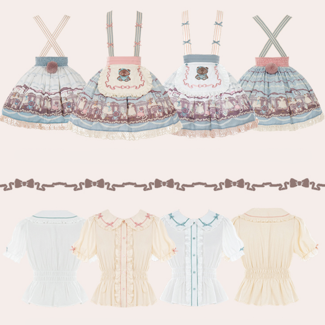 Koguma-chan's Dollhouse Color Ribbon Short Sleeve Blouse