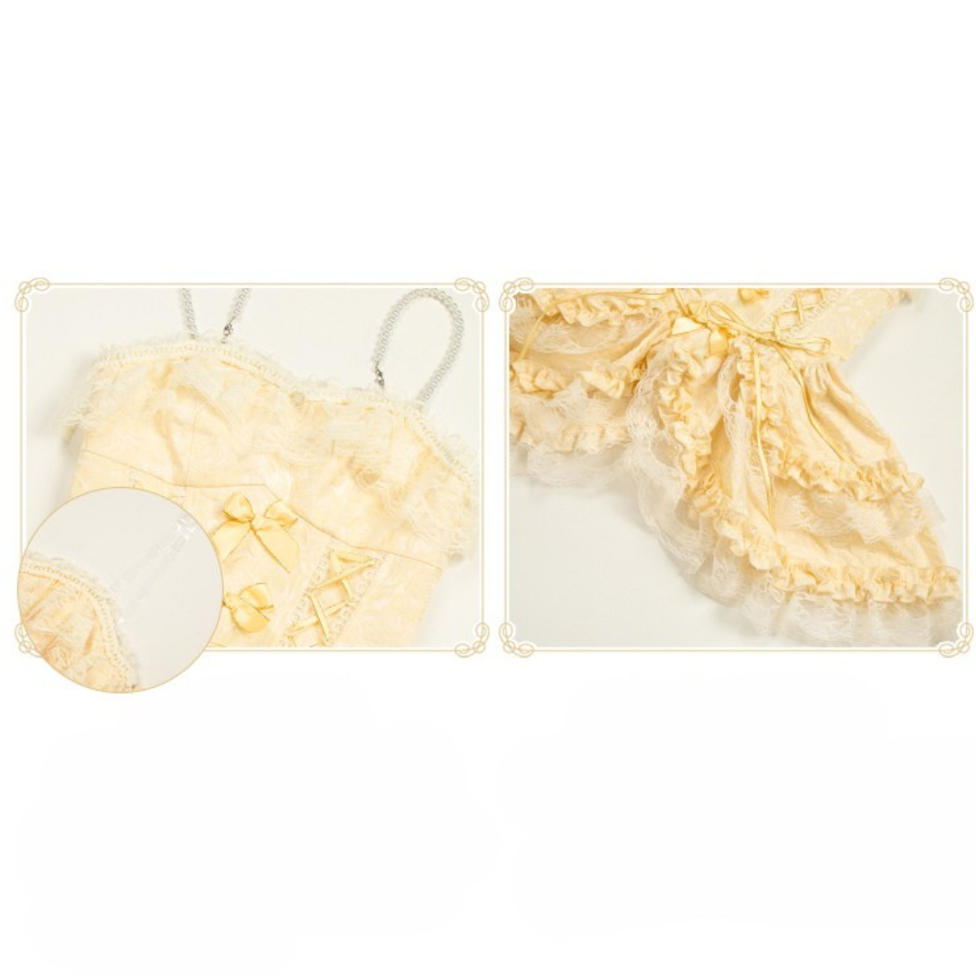 Rose Gold フリルトップスとスカート ロング丈・ショート丈