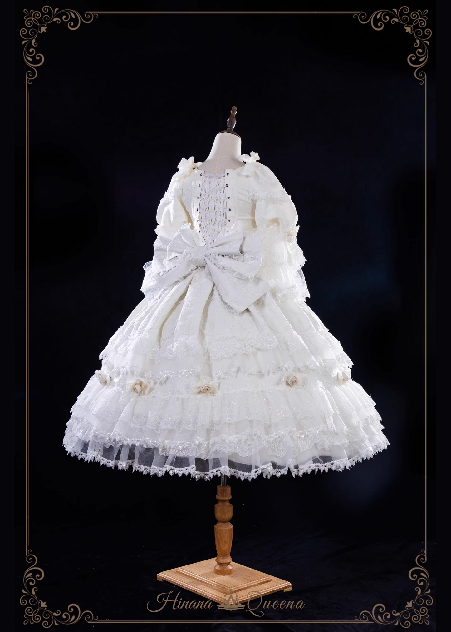 White Rose 3-tiered ruffle princess sleeve dress (single item/full set)