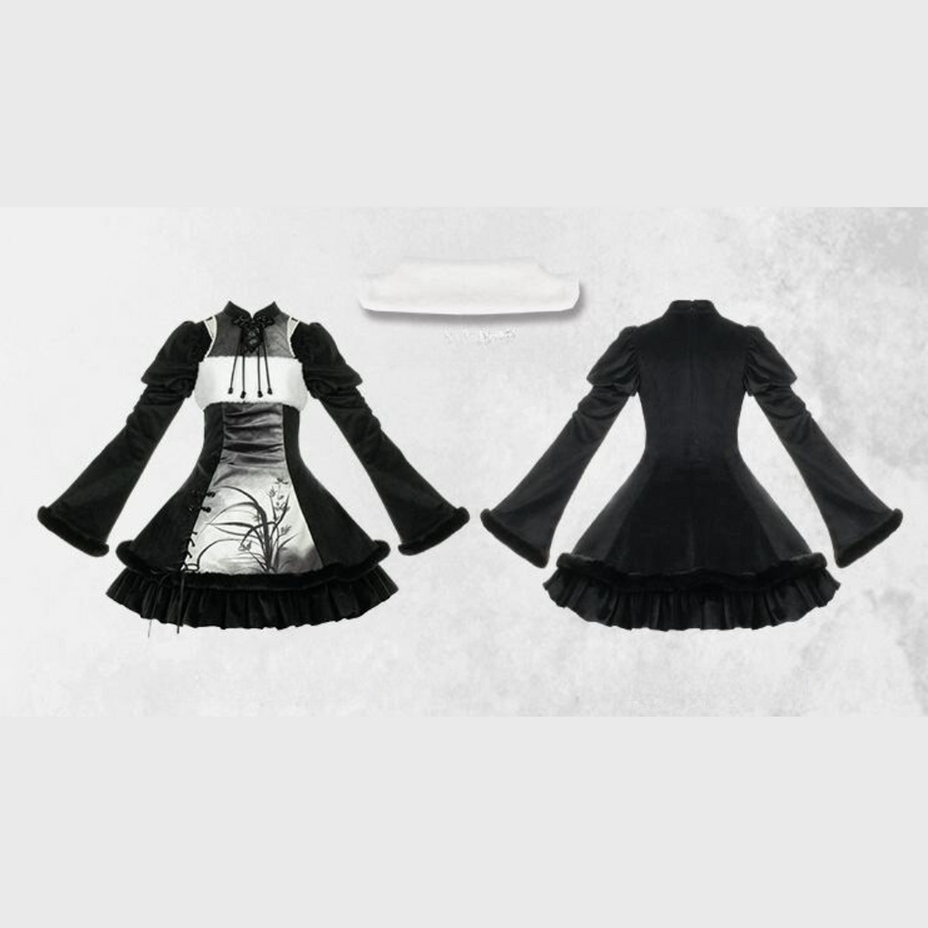 黒蘭 ショルダーカットワンピース