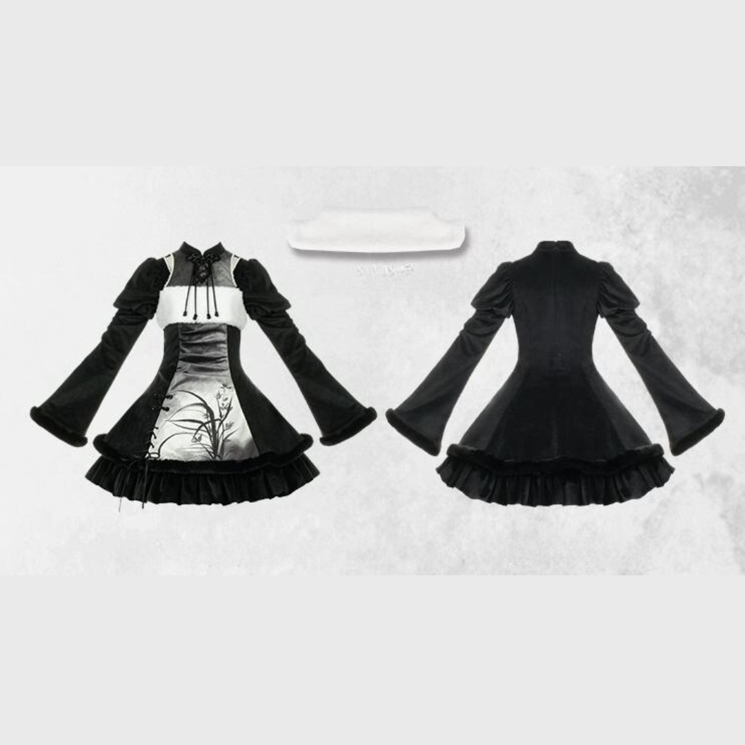 黒蘭 ショルダーカットワンピース