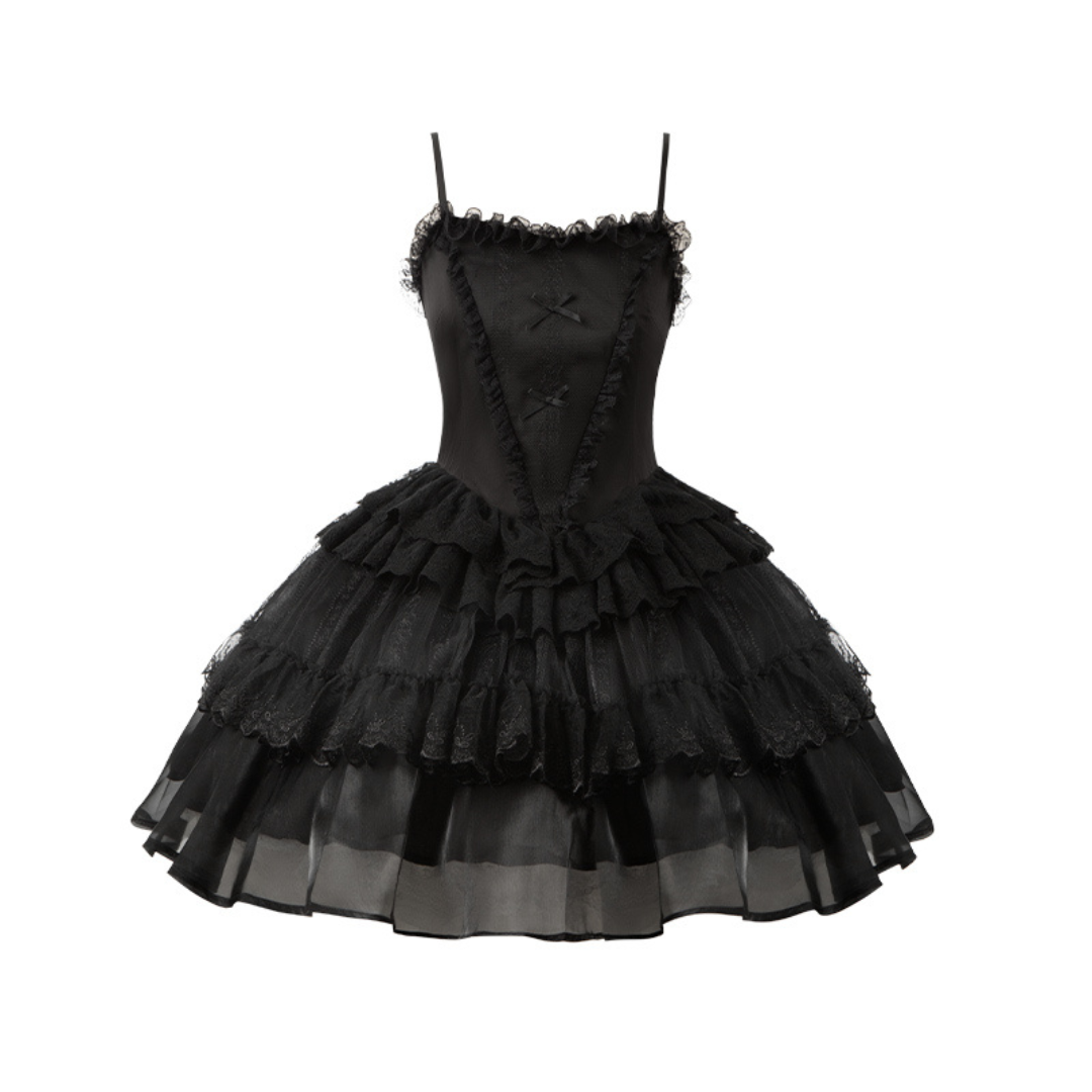 Dark Fairy Layered Frill Jumper Skirt and Blouse