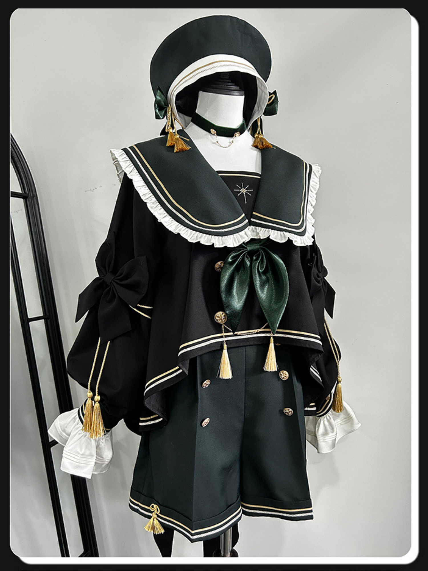 Starry Moon セーラー襟トップスとショートパンツセット