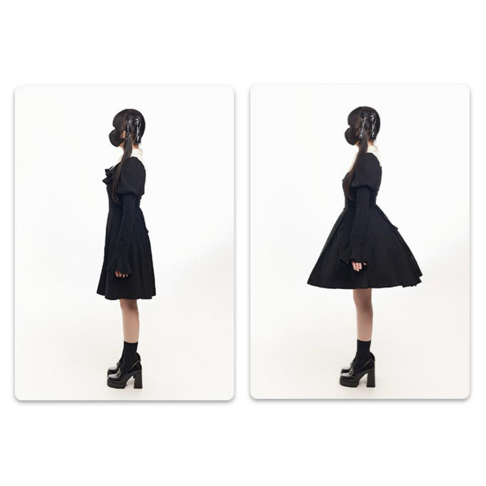 ハートカット切替 ゴシック ショート丈ワンピース