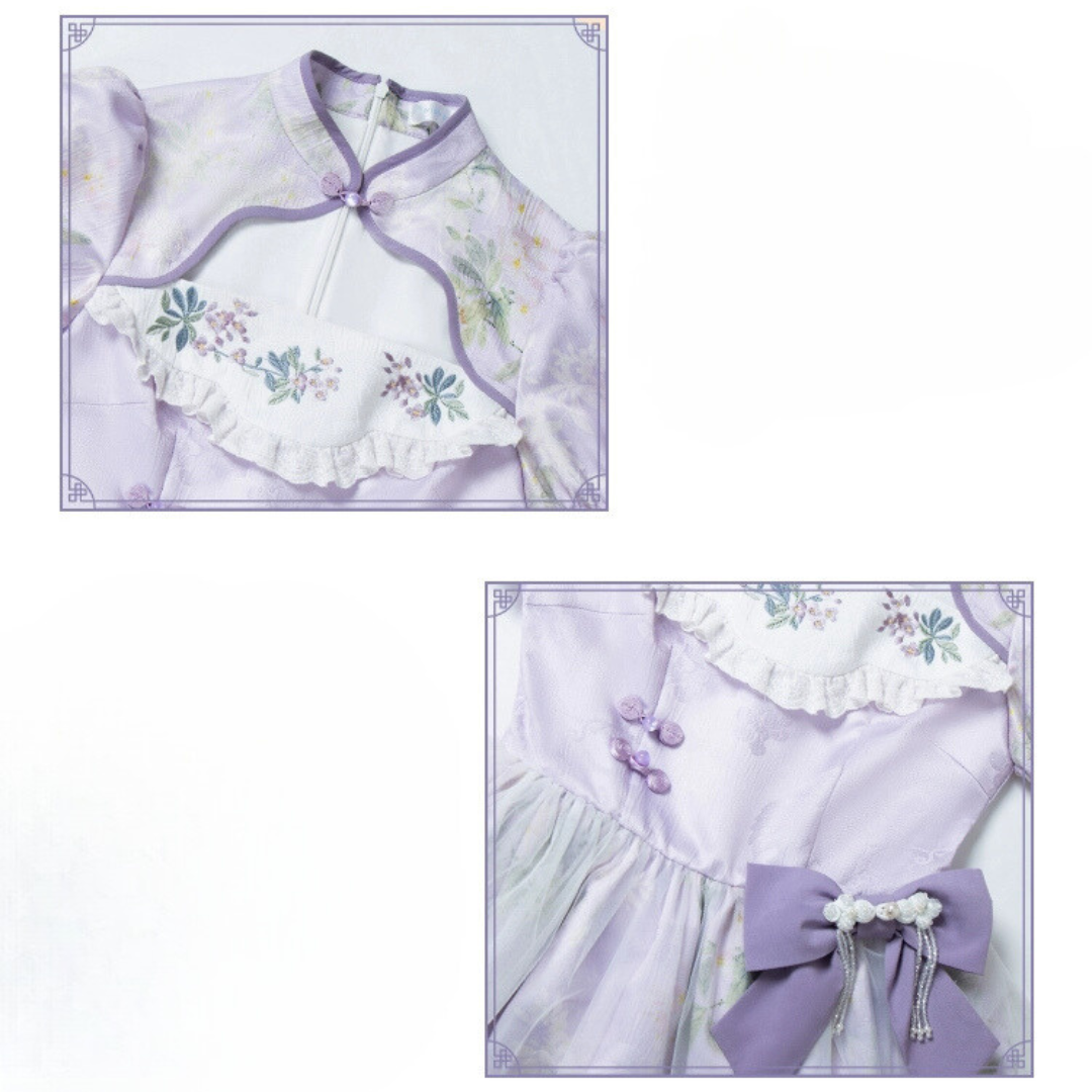 Lilac embroidery Mao collar Hana Lolita dress