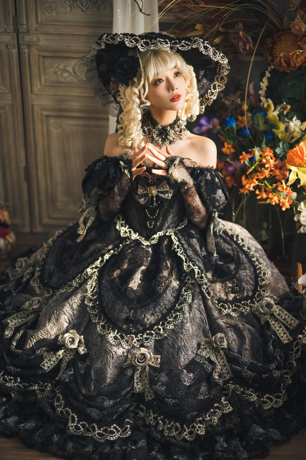 【受注予約9/16まで】With Bell プリンセスドレス ショート丈・ブラック