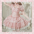 Baby Pink クロスリボンのコルセット風半袖ワンピース