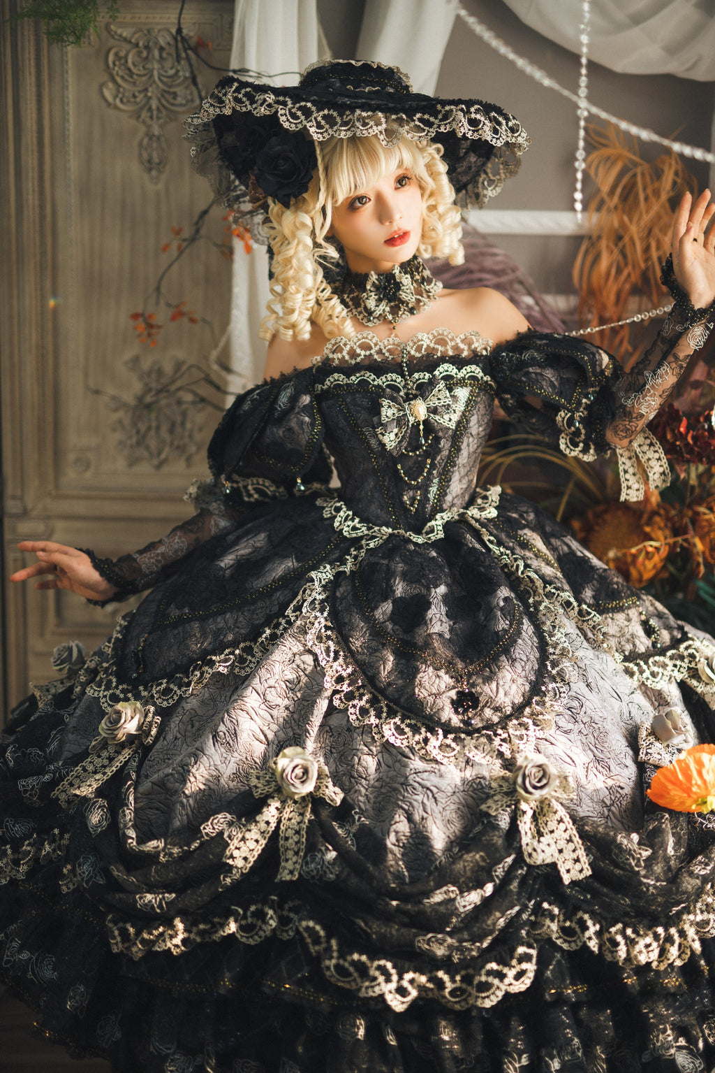 【受注予約9/16まで】With Bell プリンセスドレス ショート丈・ブラック