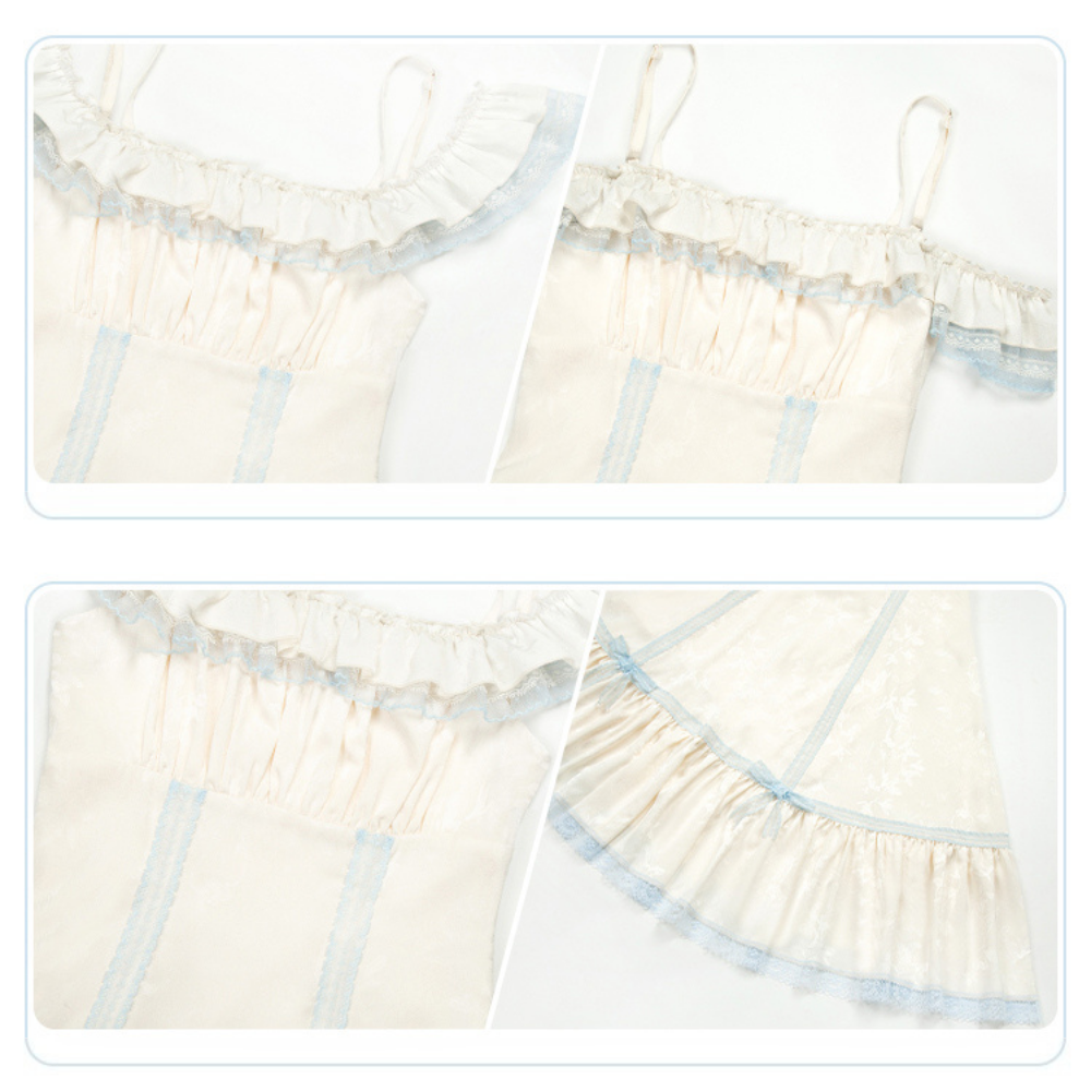 【予約販売】Sea Salt Iced Tea ライトブルージャガードジャンパースカートセット・ロング丈