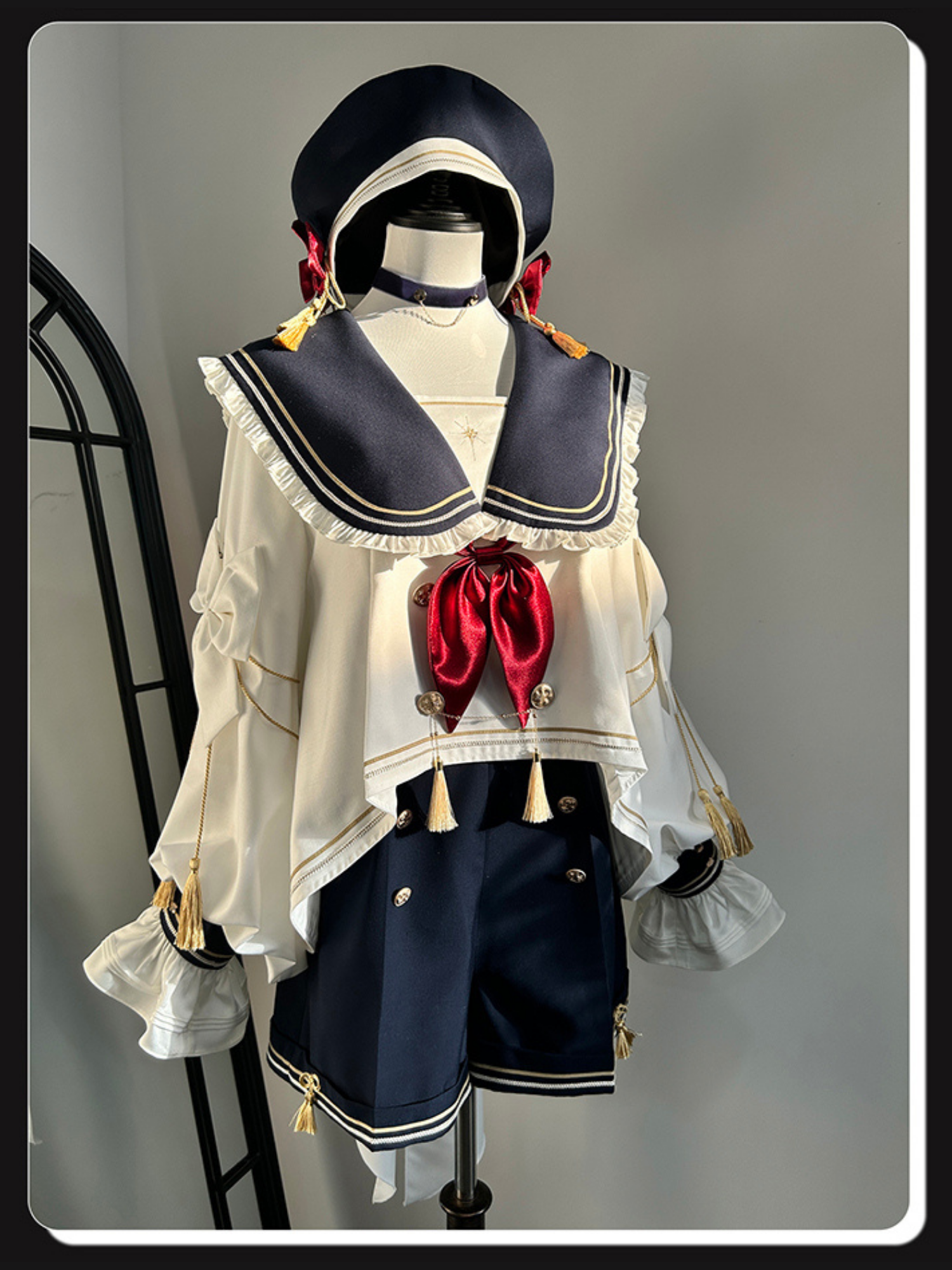 Starry Moon セーラー襟トップスとショートパンツセット