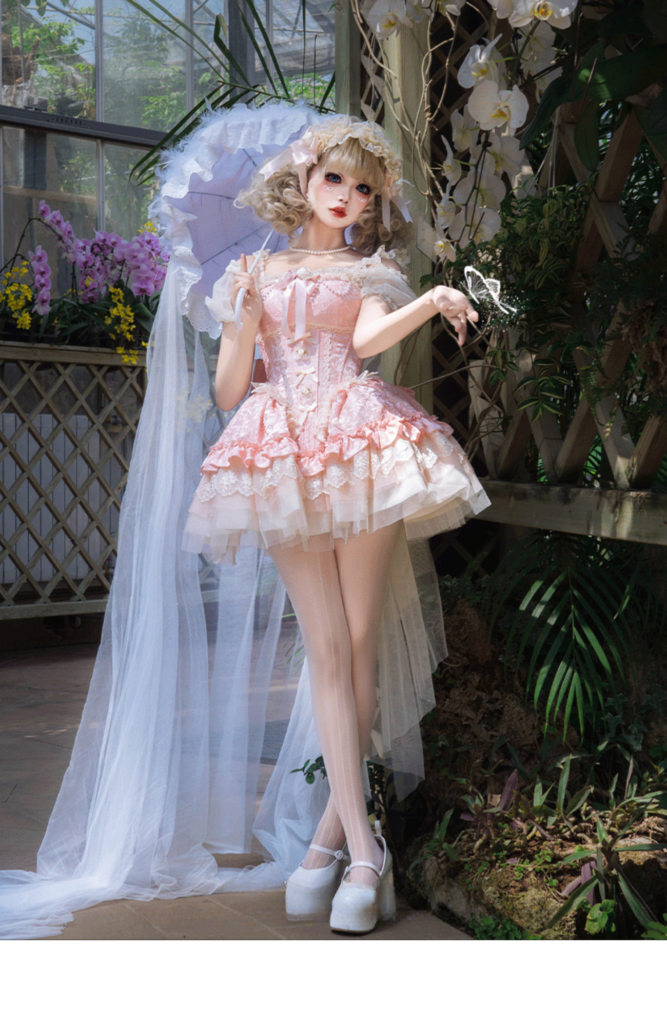 バラとリボンのバレエ風ジャンパースカート 全4色