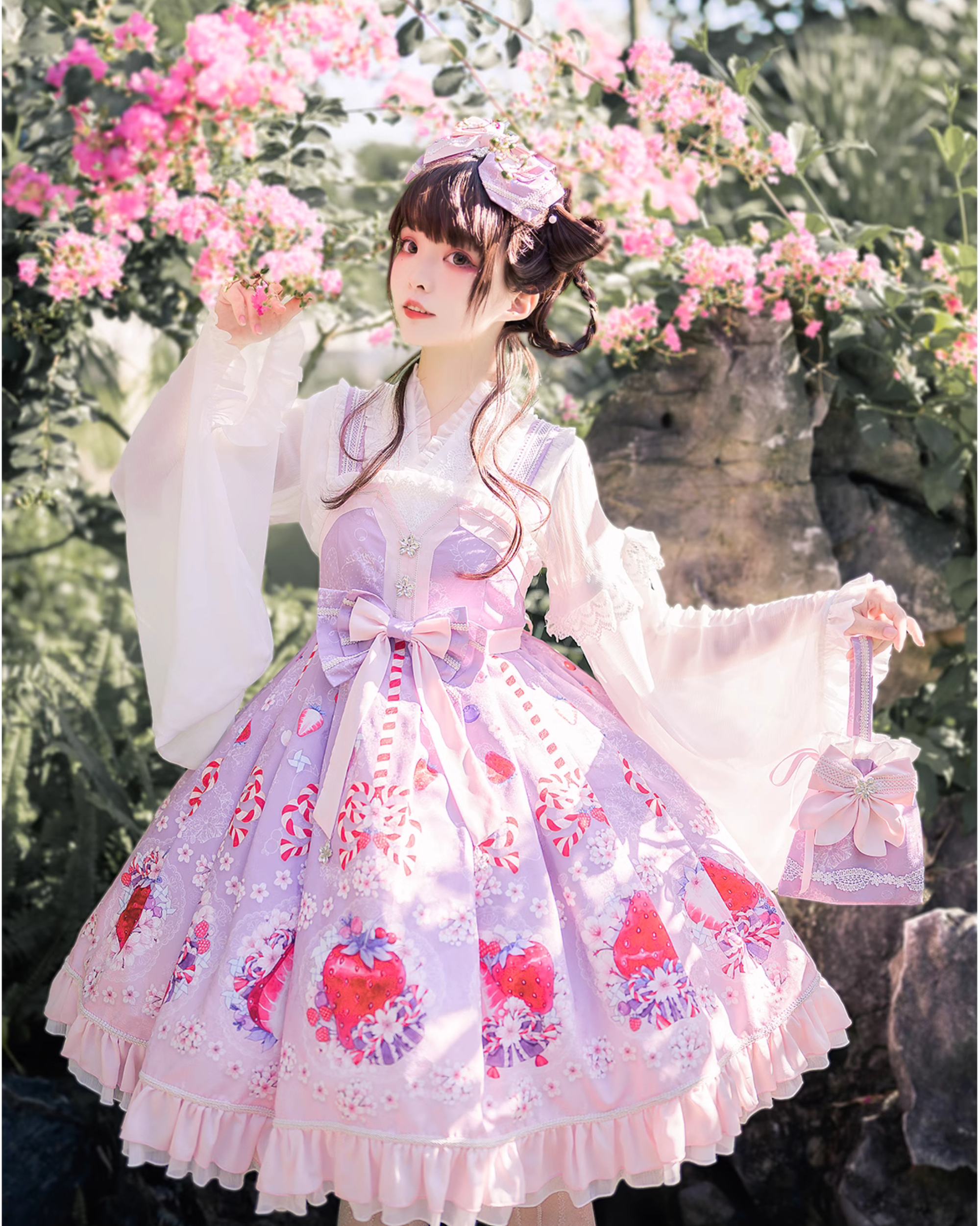 苺と桜の和ロリジャンパースカート