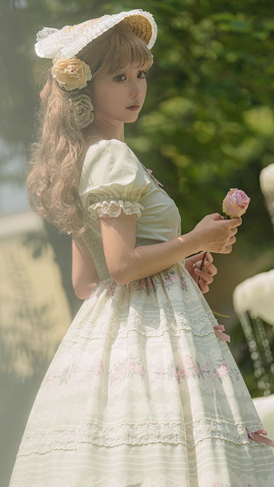 Flower Melody Pistachio Green Short Sleeve Dress