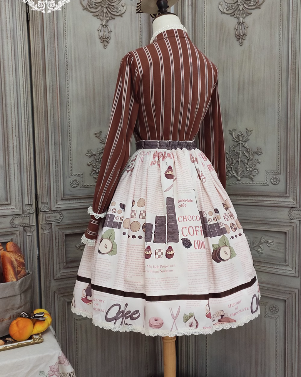 【予約販売】Coffee Break チョコレートプリントスカート