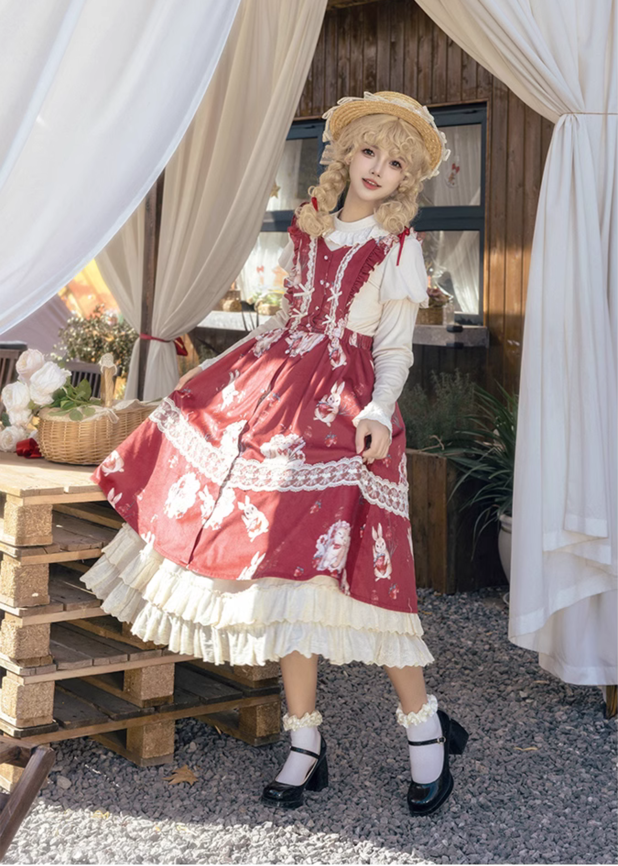 Very Berry ヒツジとウサギのジャンパースカートとインナーワンピース
