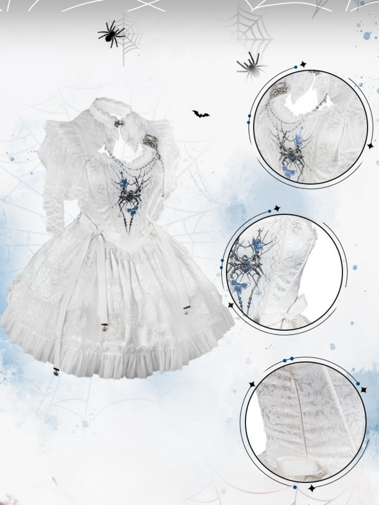 スパイダー刺繍ゴシックスカート3点セット