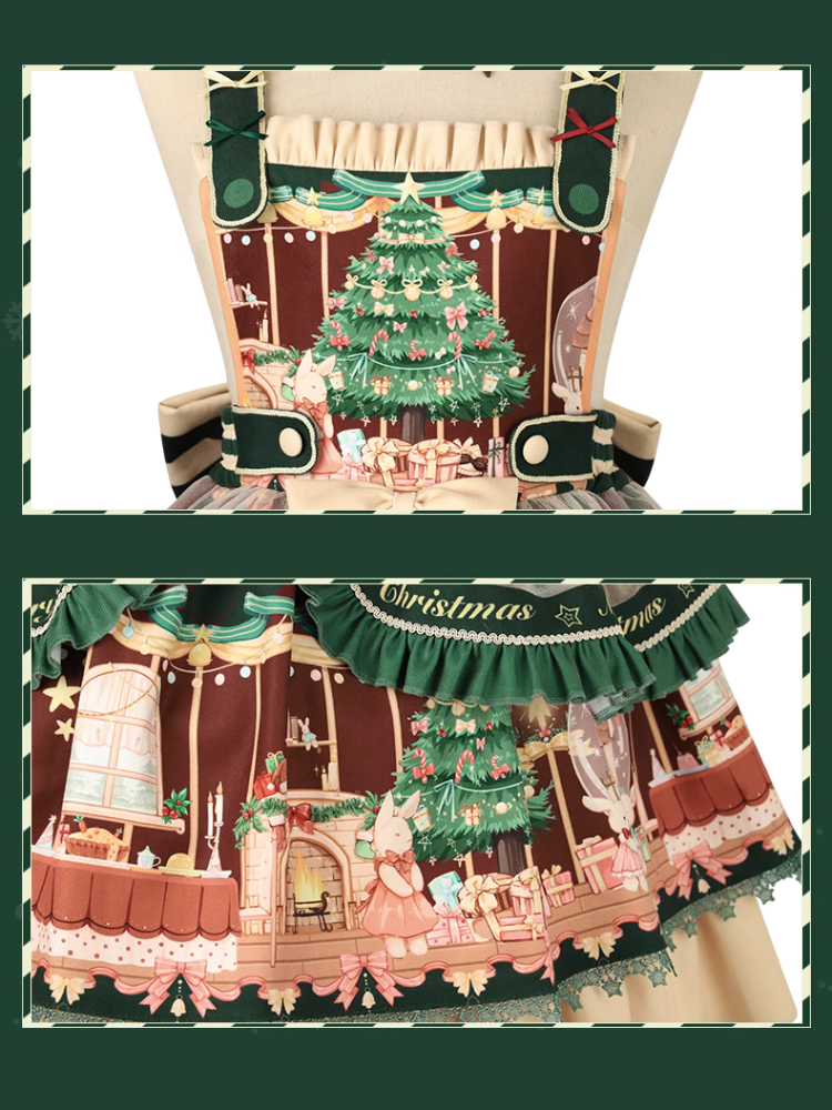 Netherland dwarf and Christmas tree jumper skirt with fur tippet