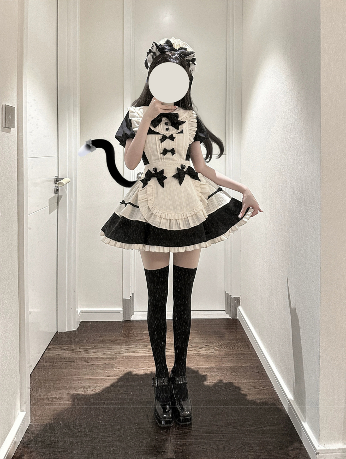 Heart button maid style dress set