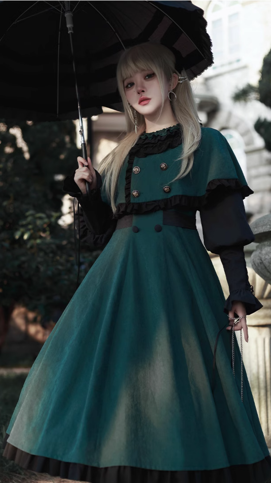 Pharmacy Apprentice Witch Long Sleeve Dress and Cape with Ribbon Tie