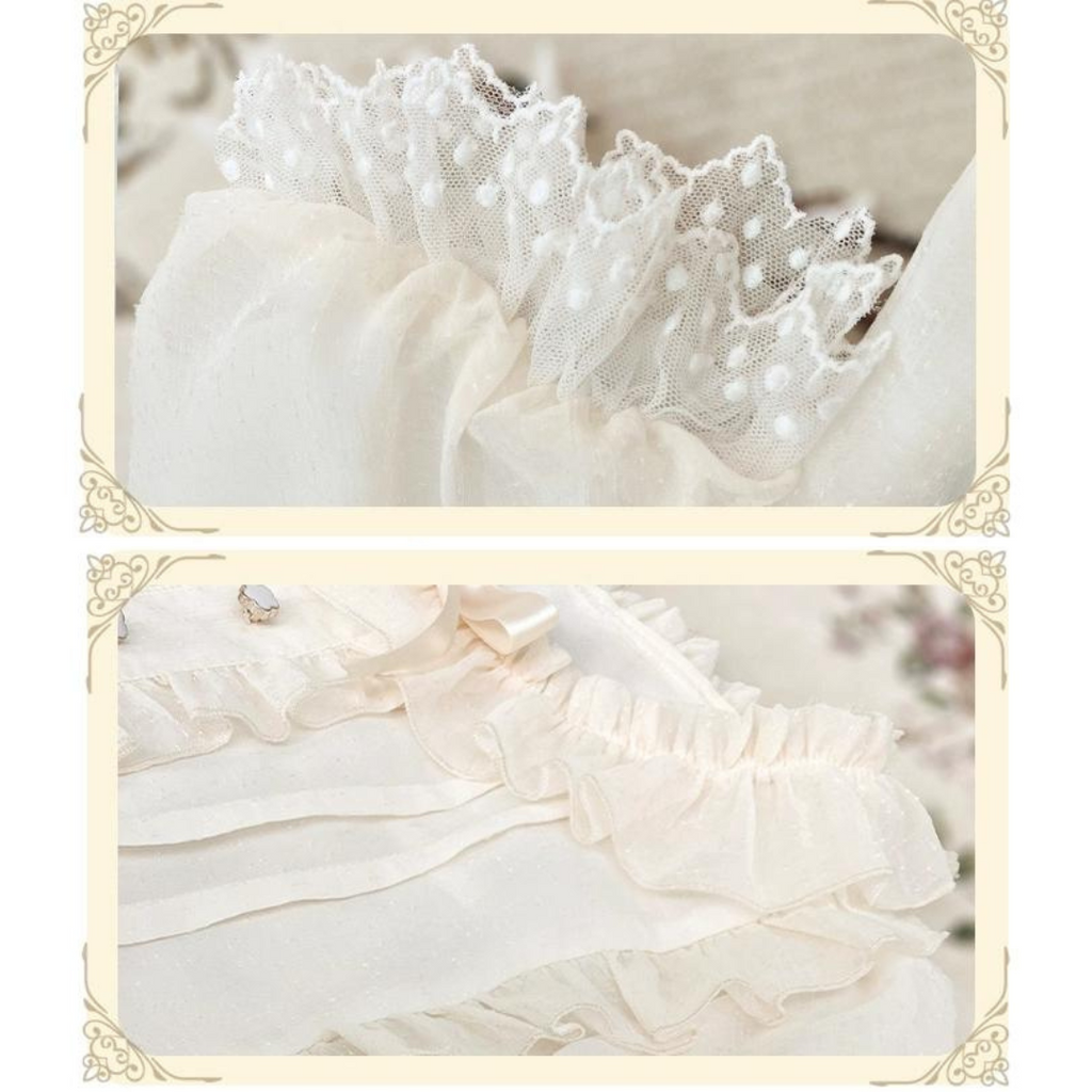 flower button short sleeve blouse