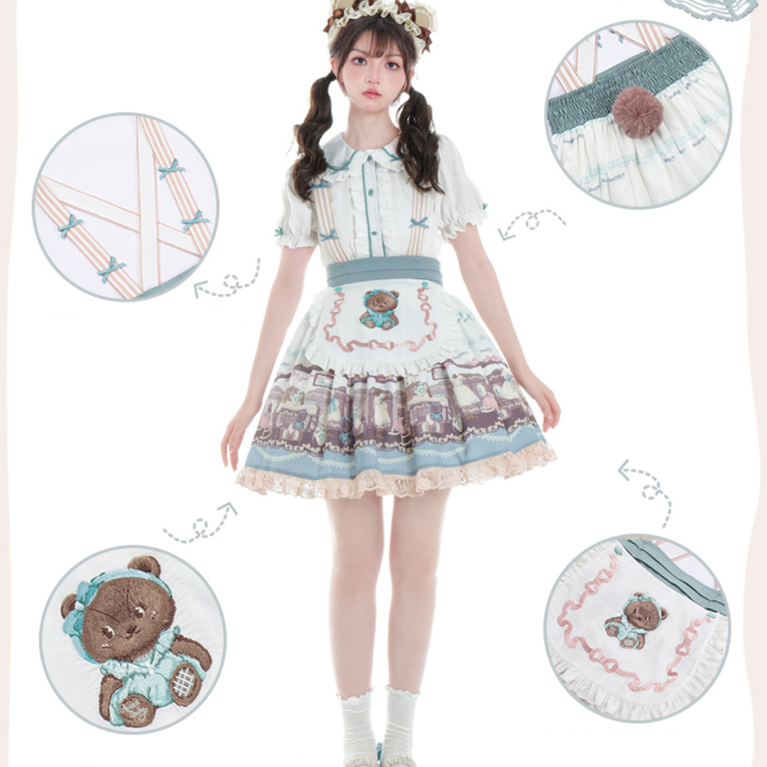 こぐまちゃんのドールハウス エプロン付きサスペンダースカート