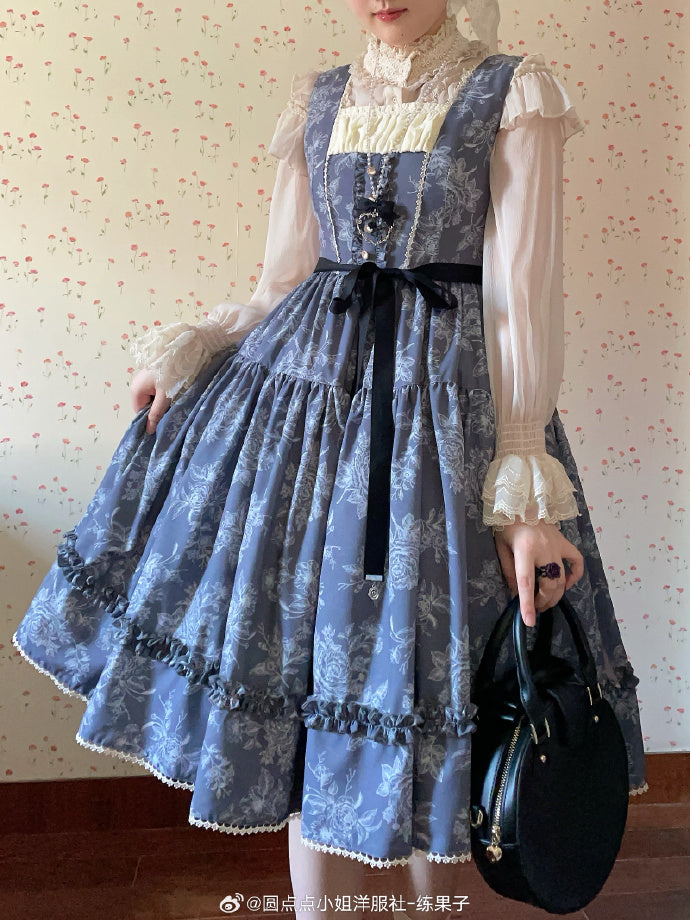 【予約販売】Sketch Wild Rose ジャンパースカート プリントタイプ