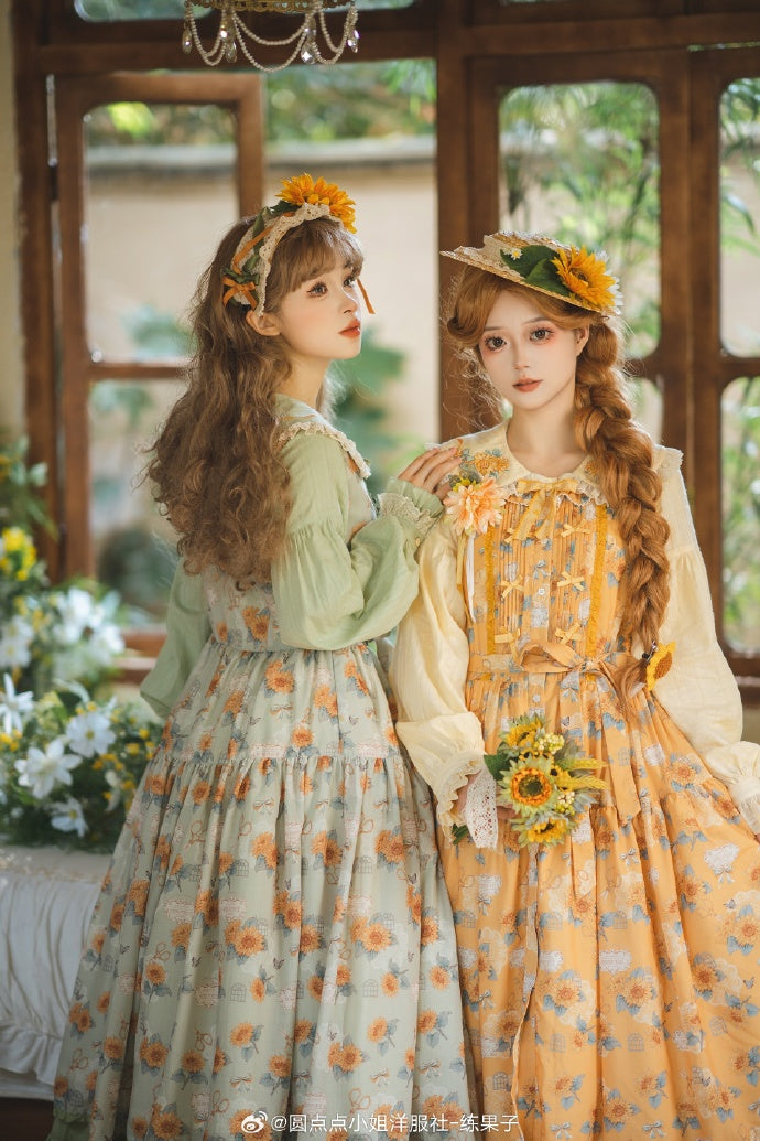 【予約販売】Gardening Sunflower ジャンパースカート プリントタイプ