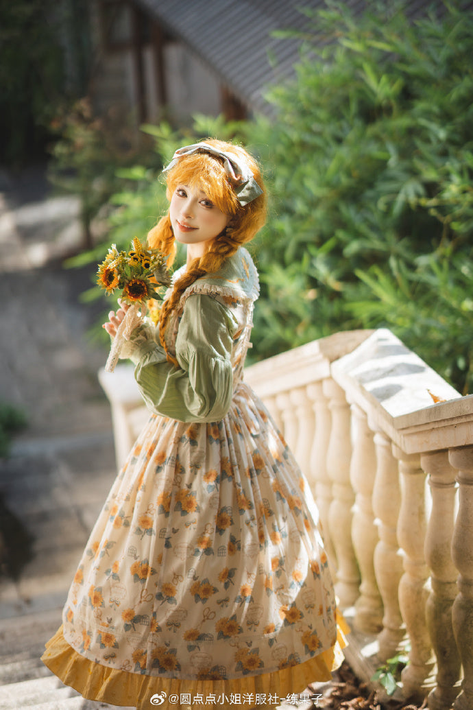 【予約販売】Gardening Sunflower ジャンパースカート プリントタイプ