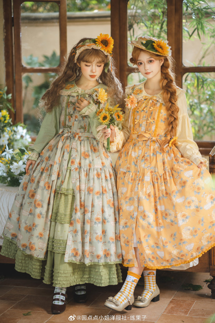 【予約販売】Gardening Sunflower ジャンパースカート プリントタイプ