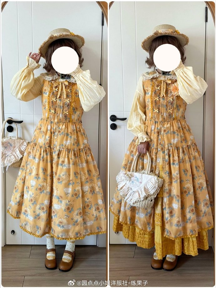 【予約販売】Gardening Sunflower ジャンパースカート プリントタイプ