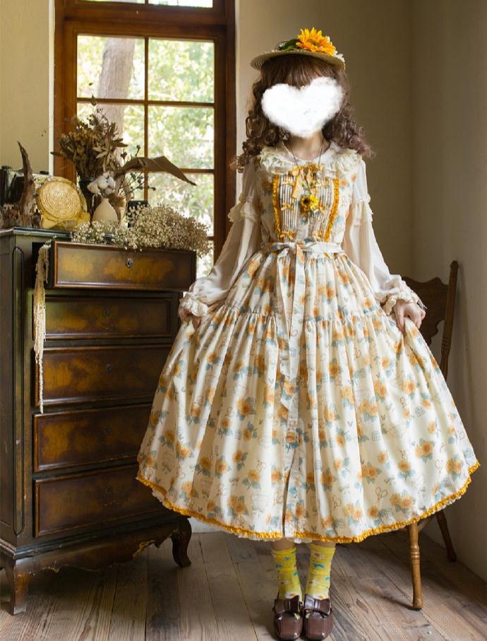 【予約販売】Gardening Sunflower ジャンパースカート プリントタイプ