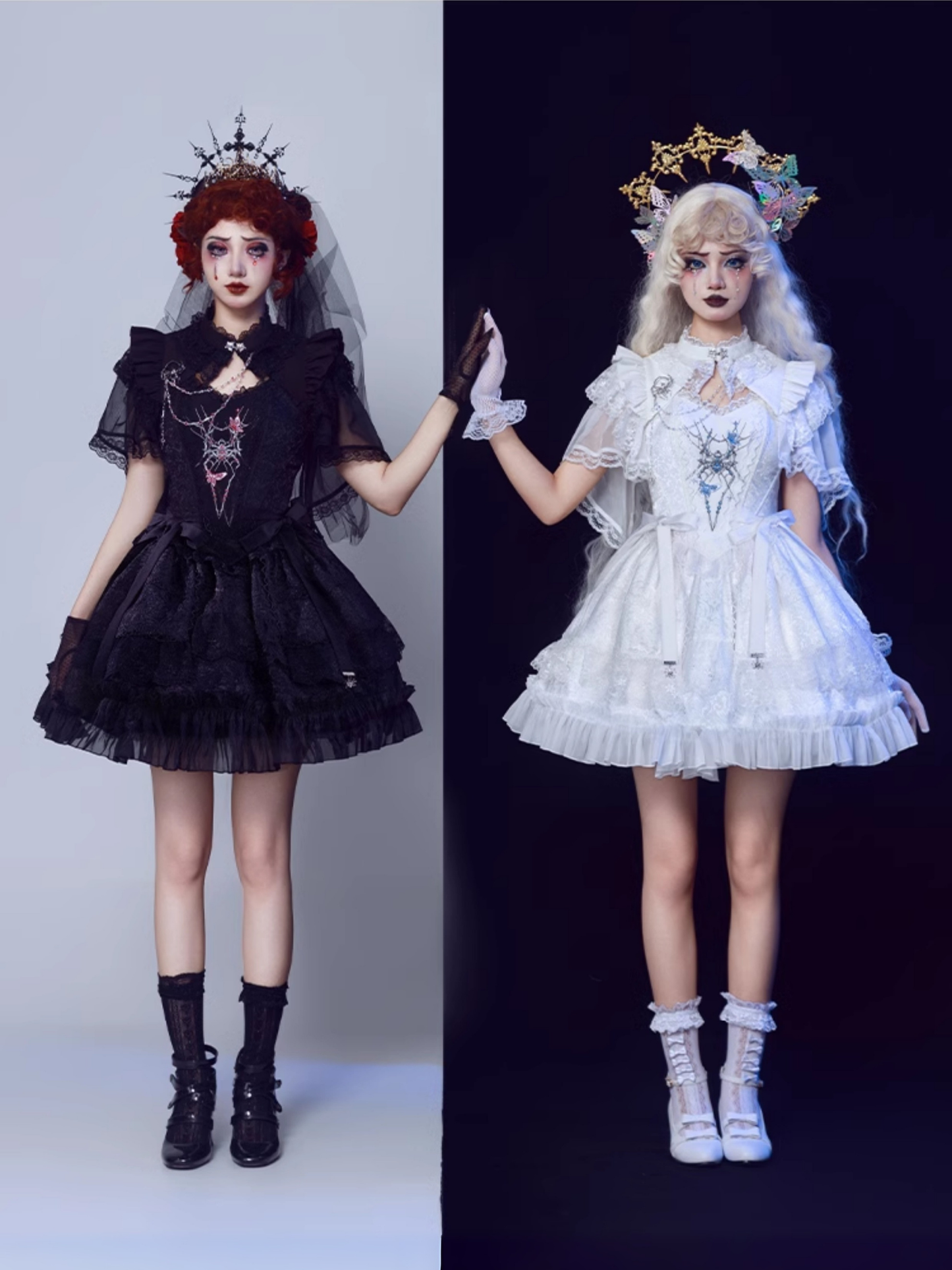 スパイダー刺繍ゴシックスカート3点セット