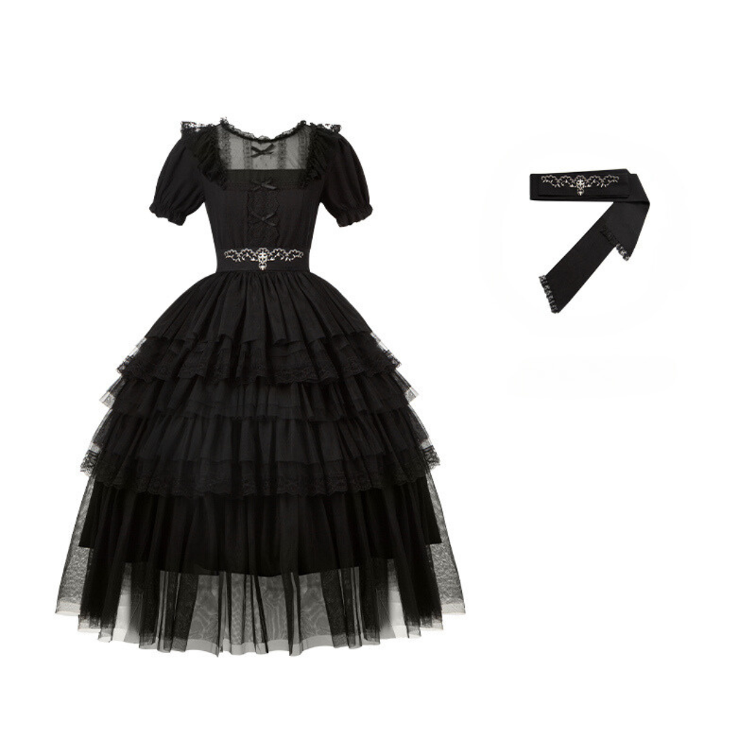 Dark Fairy 5-tiered ruffled tulle dress