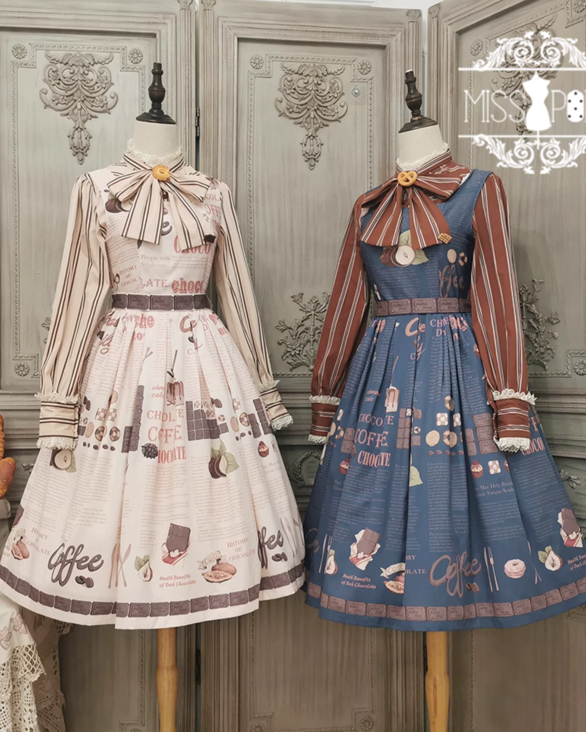 【予約販売】Coffee Break チョコレートプリントジャンパースカート