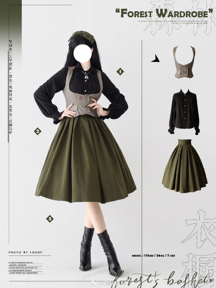 【予約販売】Forest Basket 4.0タックスカート リボンのヘアアクセ付