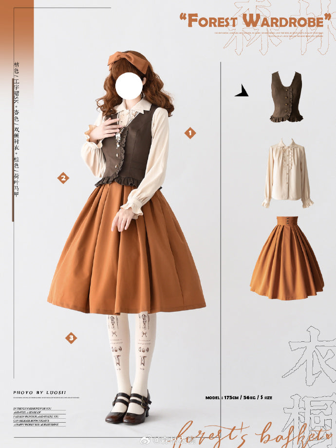 【予約販売】Forest Basket 4.0タックスカート リボンのヘアアクセ付