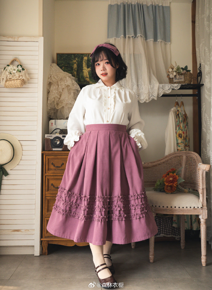 【予約販売】Forest Basket 4.0 三段フリルスカート リボンのヘアアクセ付