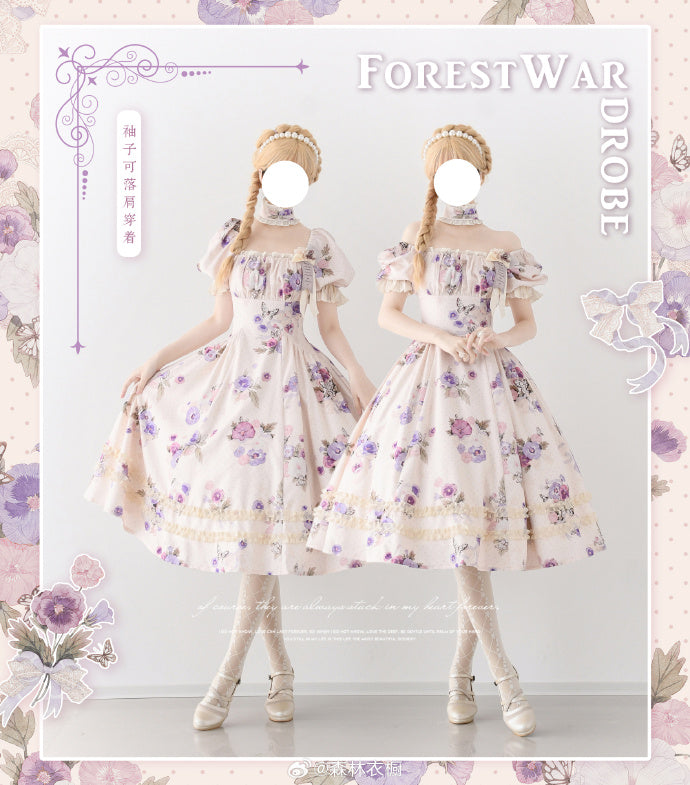 Forest Basket5.0 Classical Dress, Pansy, with Choker and Hair Accessory