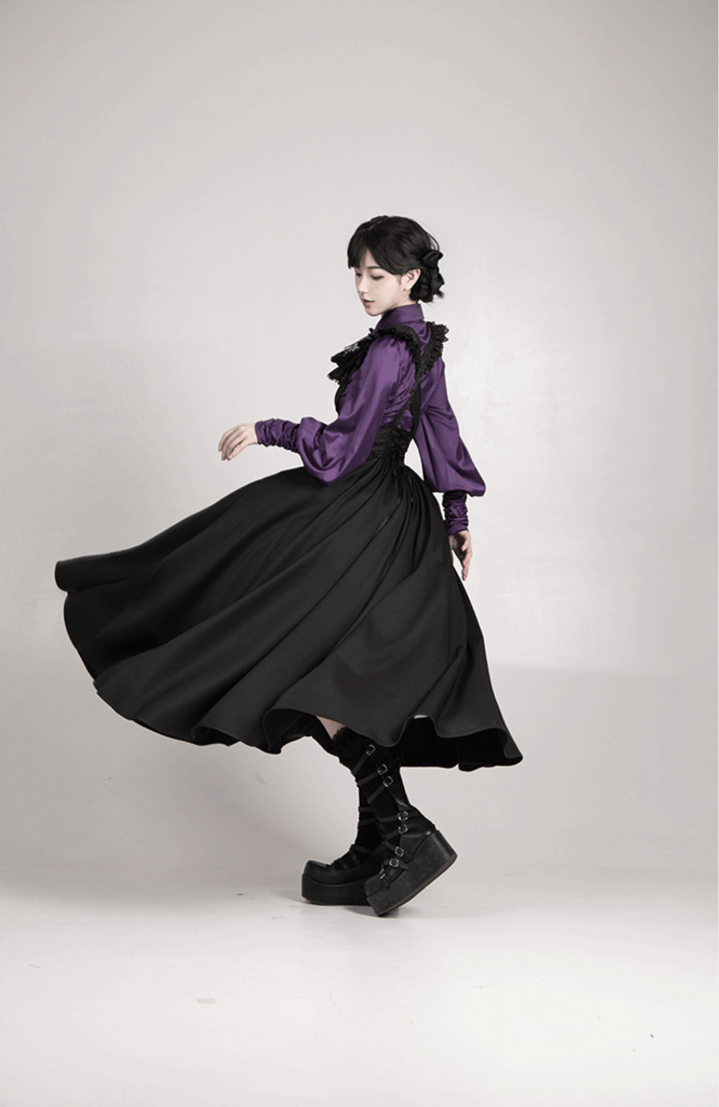 Night of Thorns ゴシックサスペンダースカート ロング丈