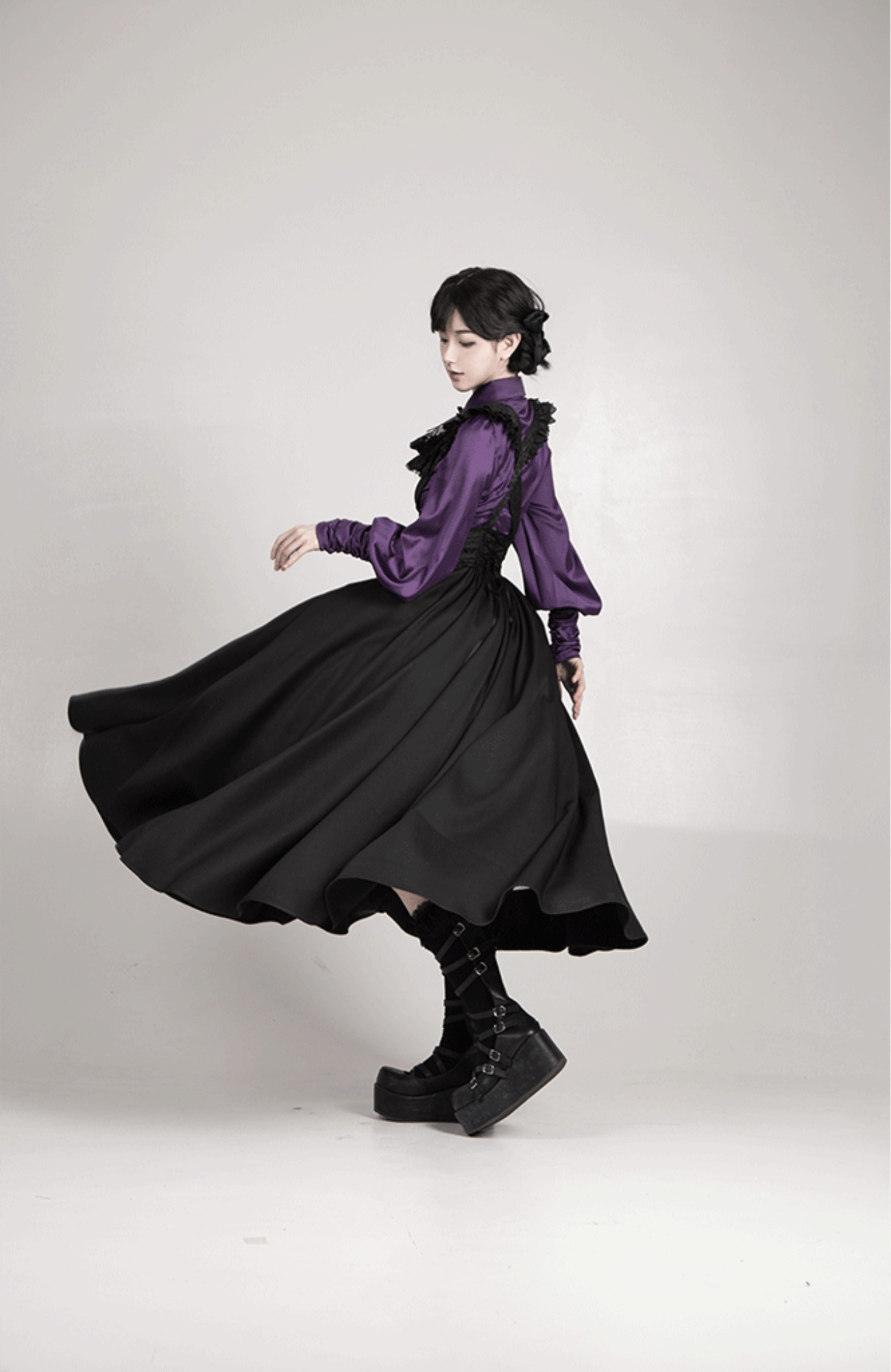 Night of Thorns ゴシックサスペンダースカート ロング丈