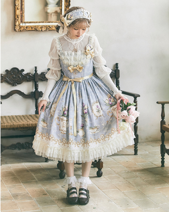 Tulip Tea Party レースとフリルのジャンパースカート