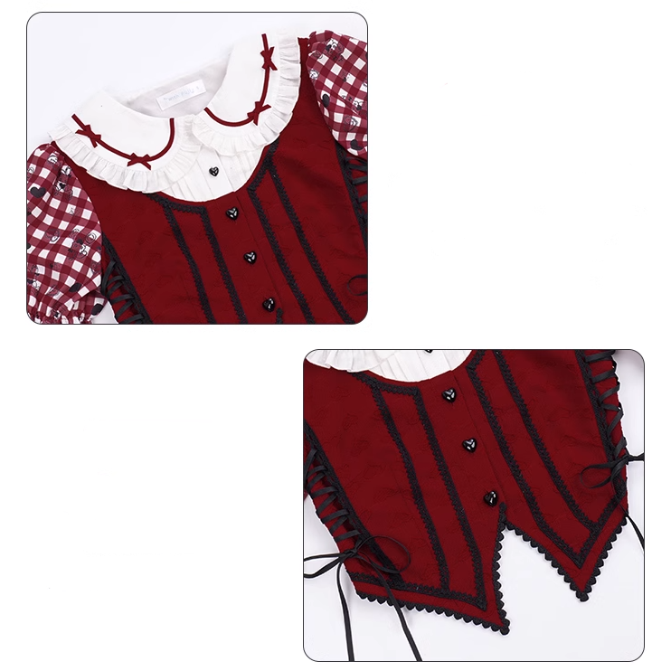 Queen of Hearts ギンガムチェックのブラウスとスカートのセットアップ